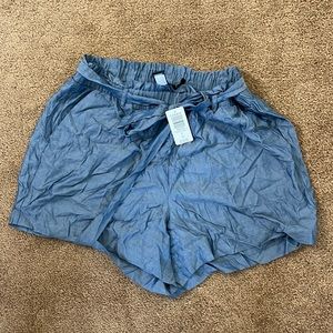 Blue paper bag shorts NWT